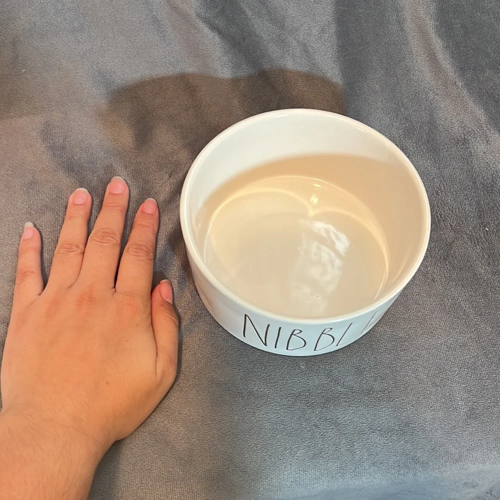 Rae Dunn Nibble White Ceramic Dog Pet Bowl